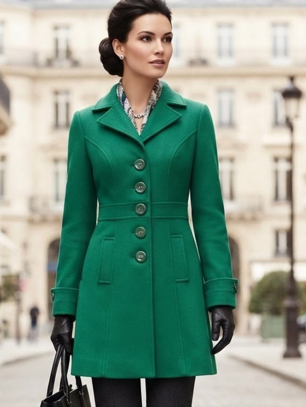 NWOT Tulle Emerald Green Wool Blend Peacoat Jacket Size XS